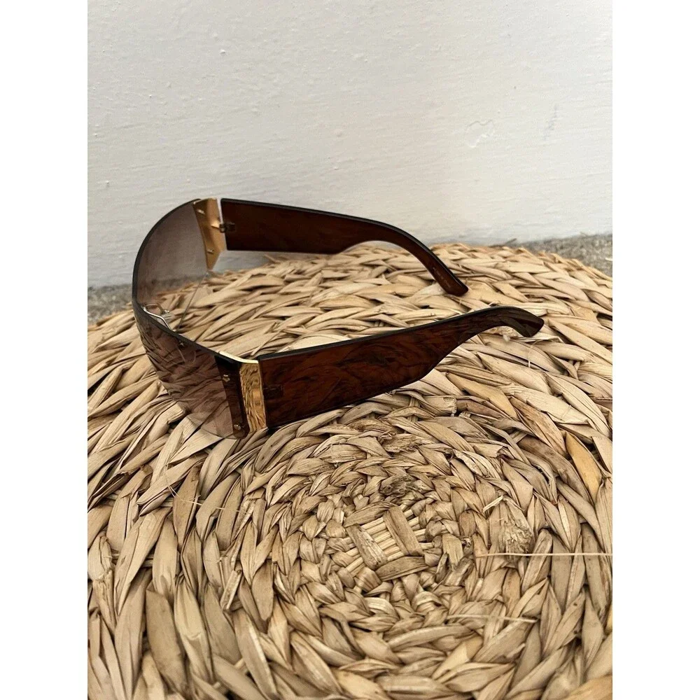 Unbranded Wraparound Sunglasses Purple Rimless Shield Mask Retro 70s Festival